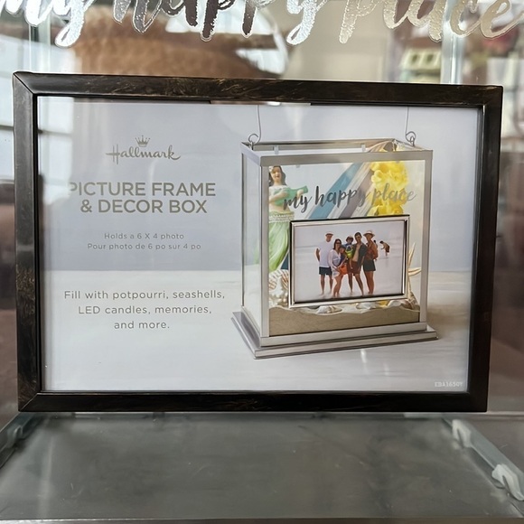 Brand New Hallmark My Happy Place Picture Frame Decor Box Glass Lantern Momento - Picture 3 of 10